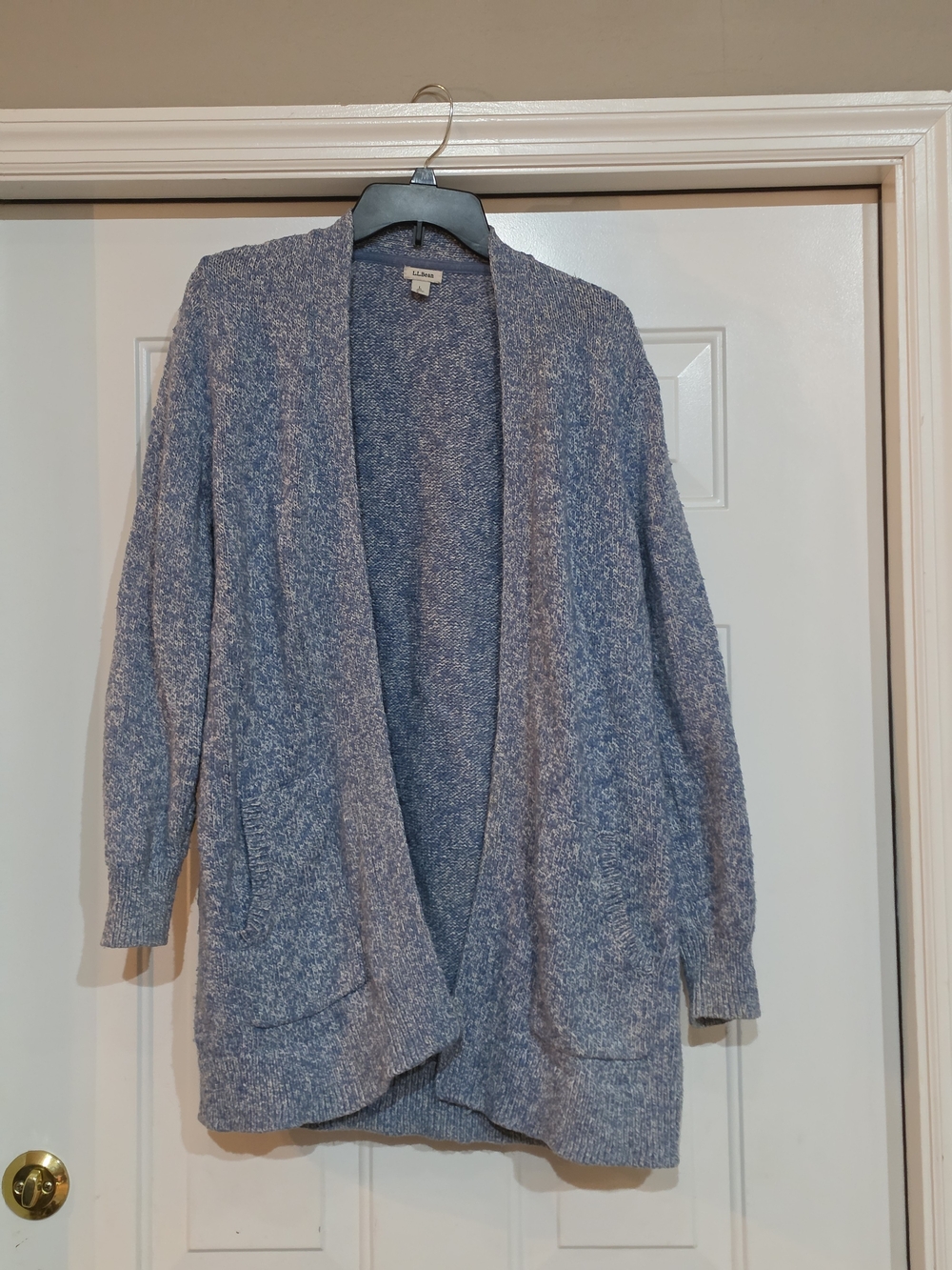 L.L. Bean Blue Heather Open Cardigan with Pockets